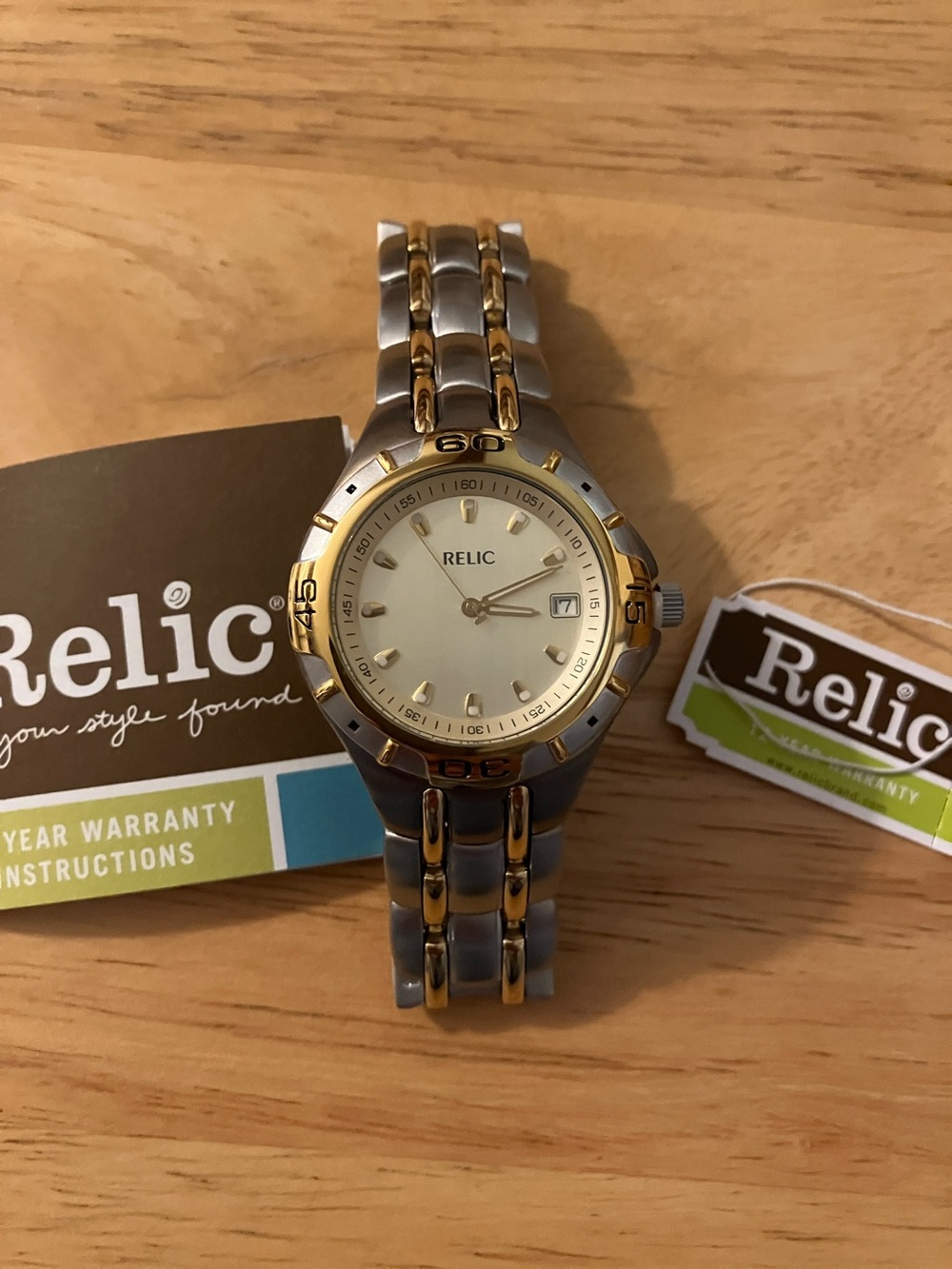 Men’s Relic Two-Tone Gold and Silver Watch—NWT!